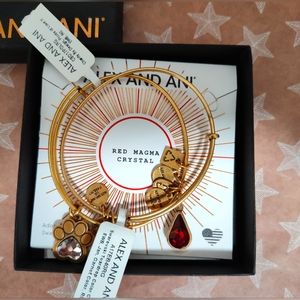 NIB Alex and Ani- Paw Prints of love II & Garnet January Birthstone Teardrop